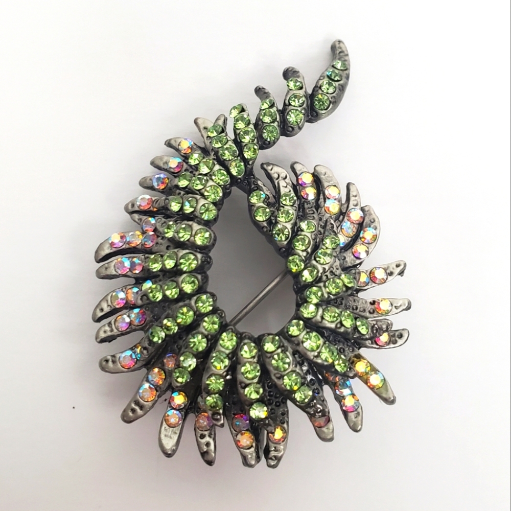 Spiral Rhinestone Brooch